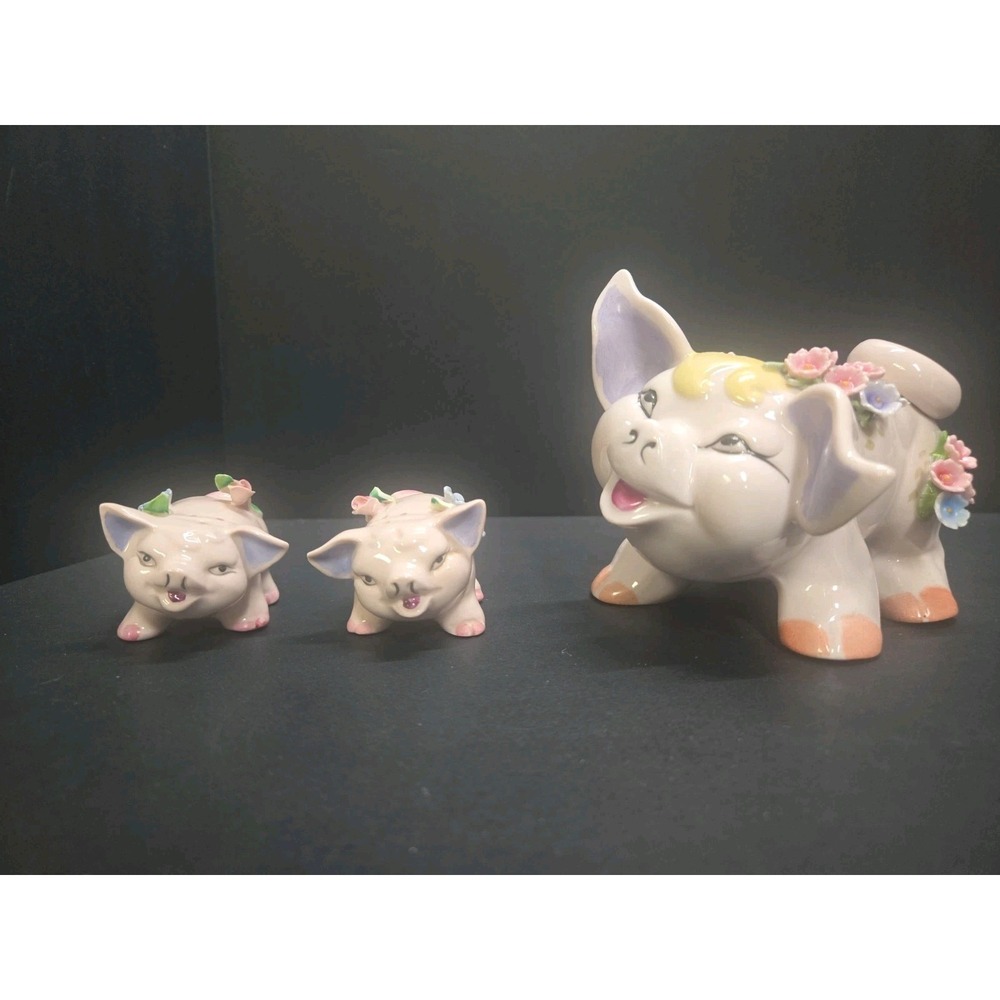 Vtg Lot Of 3 Pig Cottagecore Farmhouse Decor Lefton Bank Royal Windsor Shakers